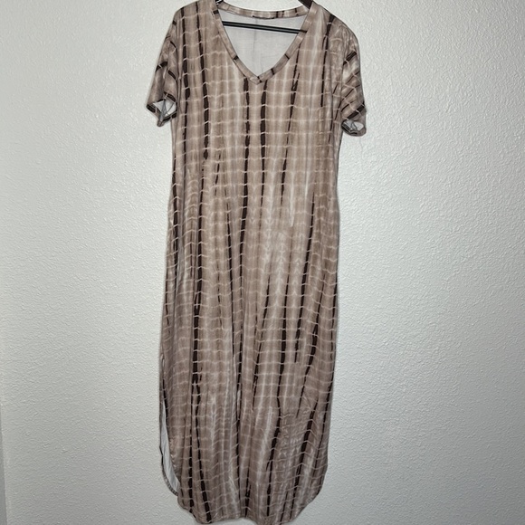 HUSK ARY brown tie dye maxi dress size XL boho beach coastal vacation neutral - Picture 2 of 7